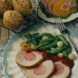 Sausage-Stuffed Pork Roast with Apricot-Mustard Glaze