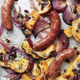 Sausages with Acorn Squash and Onions