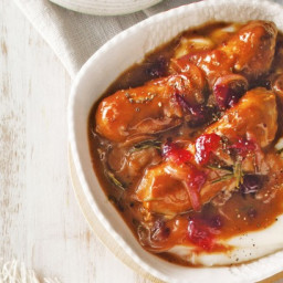Sausages with cranberry gravy and mash