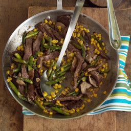 Sauteed Beef with Asparagus and Corn