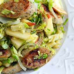 Sautéed Brussels Sprouts with Apples and Chicken Sausage