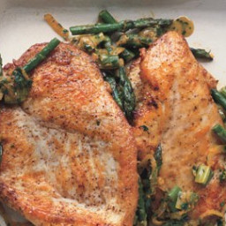 Sautéed Chicken Cutlets with Asparagus, Spring Onions, and Parsley-Tarragon