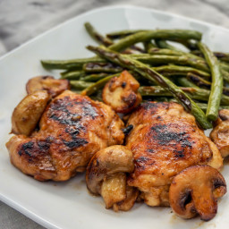 Sautéed Chicken Thighs with Mushroom Sauce & Roasted Green Beans