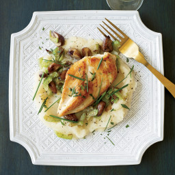 Sautéed Chicken with Celery-Root Puree and Chestnuts