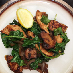 Sautéed Chicken with Mushrooms and Baby Kale