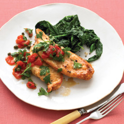 Sauteed Chicken with Tomato Relish and Spinach