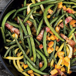 Sautéed Green Beans with Peaches and Bacon
