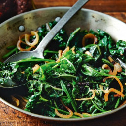 Sauteed greens with currants