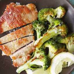 Sautéed Pork Cutlets with Garlicky Roasted Broccoli