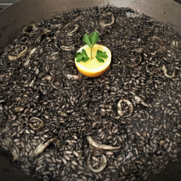 Sauteed Squid with Black Rice & Alioli