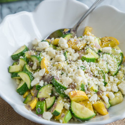Sautéed Zucchini and Squash with Thyme and Feta