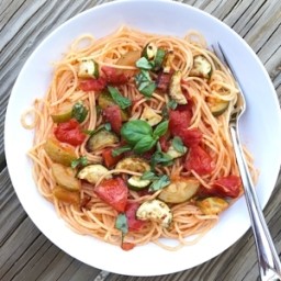 Sautéed Zucchini and Tomatoes over Gluten-free Spaghetti