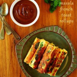 Savory Aloo Masala French Toast Rollups (With Green Chutney and Dates Chutn