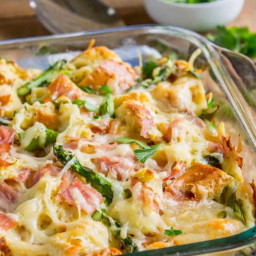Savory Bread Pudding with Ham and Asparagus