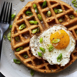 Savory Cassava Flour Waffles with Bacon and Scallions