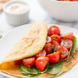 Savory Chickpea Pancakes with Tomatoes + Spinach