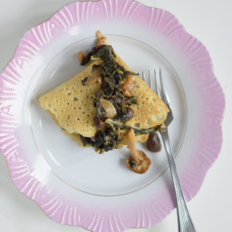 Savory Crèpes with Mushrooms and Rainbow Chard