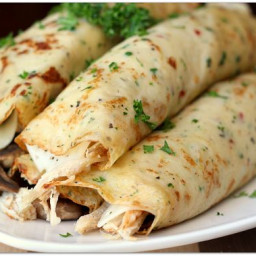 Savory Crepes with Turkey, Mushroom and Swiss Cheese