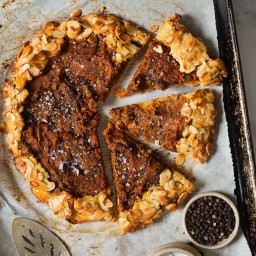 Savory galette with pumpkin and caramelized onions