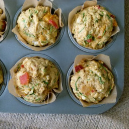 Savory Muffins with Spinach, Roasted Peppers and Feta
