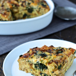 Savory Naan Bread Pudding with Spinach and Caramelized Onions