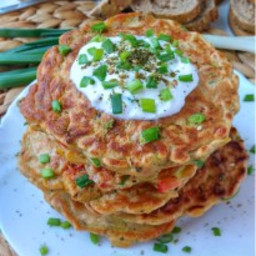 SAVORY PANCAKES WITH PEPPERS, LEEK AND SWEET CORN