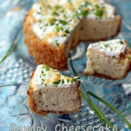 Savory Sour Cream Chives Cheesecake with Potato Chip Crust