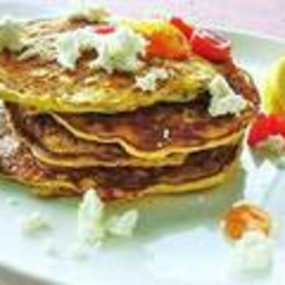 Savory Spinach, Tomato and Goat Cheese Pancakes