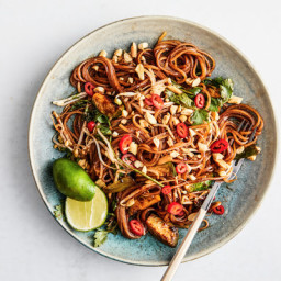 Savory Thai Noodles With Seared Brussels Sprouts