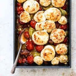 Savory Tomato Cobbler with Blue Cheese Biscuits