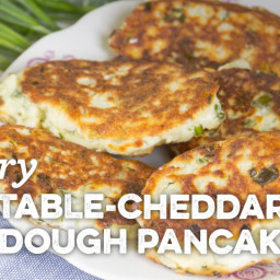 Savory Vegetable-Cheddar Sourdough Pancakes