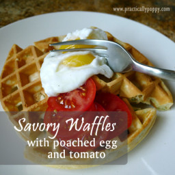 Savory Waffles with Poached Egg and Tomato