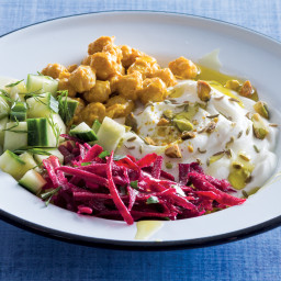 Savory Yogurt Bowl with Chickpeas, Cucumber and Beets