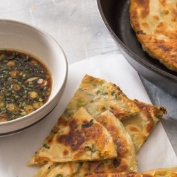 Scallion Pancakes with Dipping Sauce