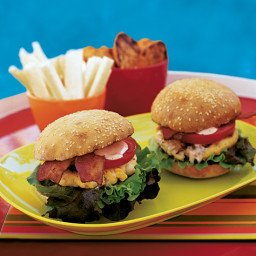 Scallop and Corn Bacon Burgers with Spicy Mayo