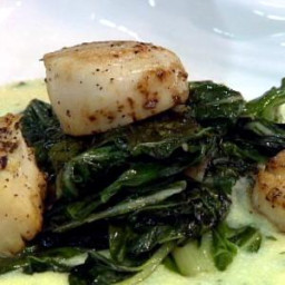 Scallops with Swiss Chard and Polenta
