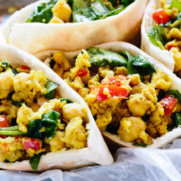 Scrambled Chickpea and Spinach Pitas