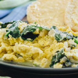 Scrambled Eggs with Spinach and Mexican-Blend Cheese