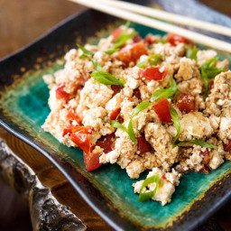 Scrambled Tofu With Tomatoes, Scallions and Soy Sauce