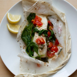 Sea Bass and Salad in Parchment Paper