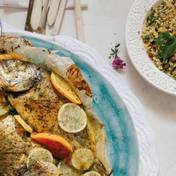Sea Bream with Citrus Fruit, Mustard and Bulgur with Spices