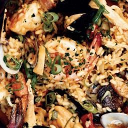 Seafood-and-Chicken Paella with Chorizo Recipe