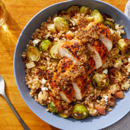 Seared Chicken & Farro Salad with Roasted Apple & Brussels Sprouts