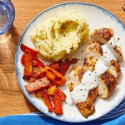 Seared Chicken & Goat Cheese Sauce with Mashed Potatoes & Carrot-Pe