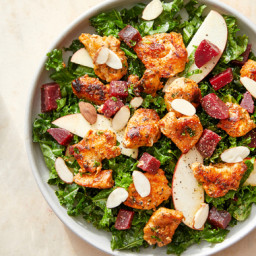 Seared Chicken & Kale Salad with Apple & Creamy Mustard Dressing