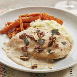 Seared Chicken & Sage Gravy with Carrots & Mashed Potato