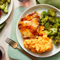 Seared Chicken & Sour Cherry Sauce with Creamy Mashed Sweet Potatoes &a