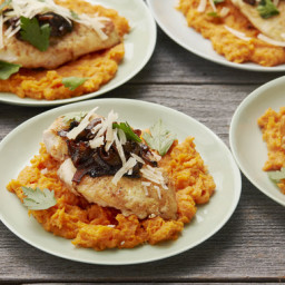 Seared Chicken and Mashed Sweet Potatoeswith Balsamic-Caramelized Onion