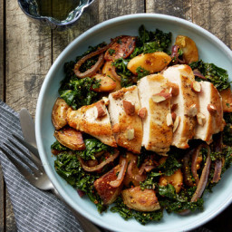 Seared Chicken and Pan Saucewith Apple, Kale and Potato Hash