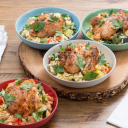 Seared Chicken Thighswith Mediterranean Orzo Salad